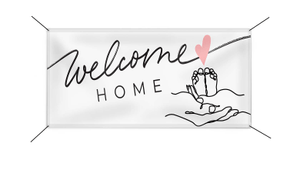 welcome home banner on white background