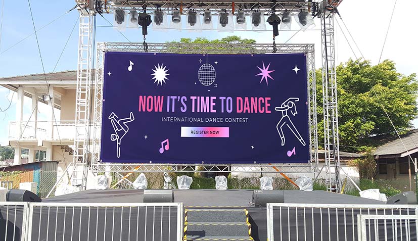 time to dance banner on background of concert stage