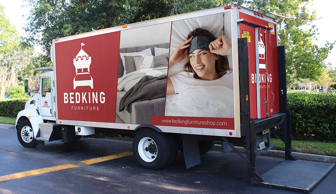bed king moving truck wrapped with air release vinyl