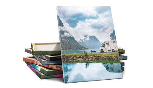 gallery wrapped canvas prints stacked on white background