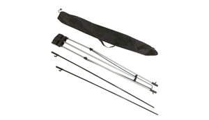 x banner travel bag contents on white background