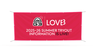 lovb vinyl banner on white background
