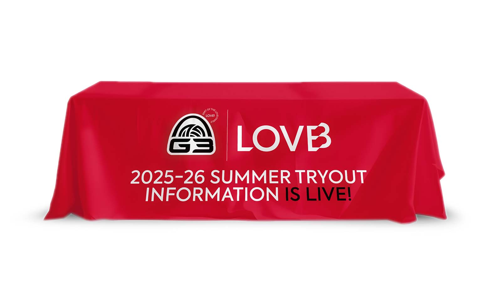 red lovb volleyball table cover