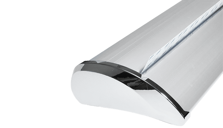 side view of retractable banner stand base