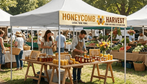 honey stand at local farmers market 