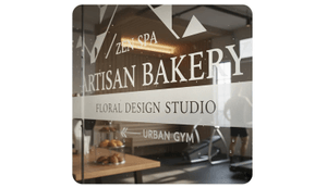 frosted window decal on front of business