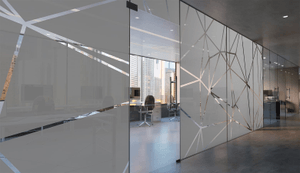 cool abstract designs cut on frosted vinyl for office window walls