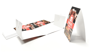 table tent unfolded and folded on white background