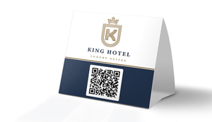 king hotel scan for info table tent on white background