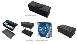 soft and hard case with podium on white background