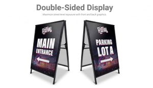 double sided metal a frame showing both sides
