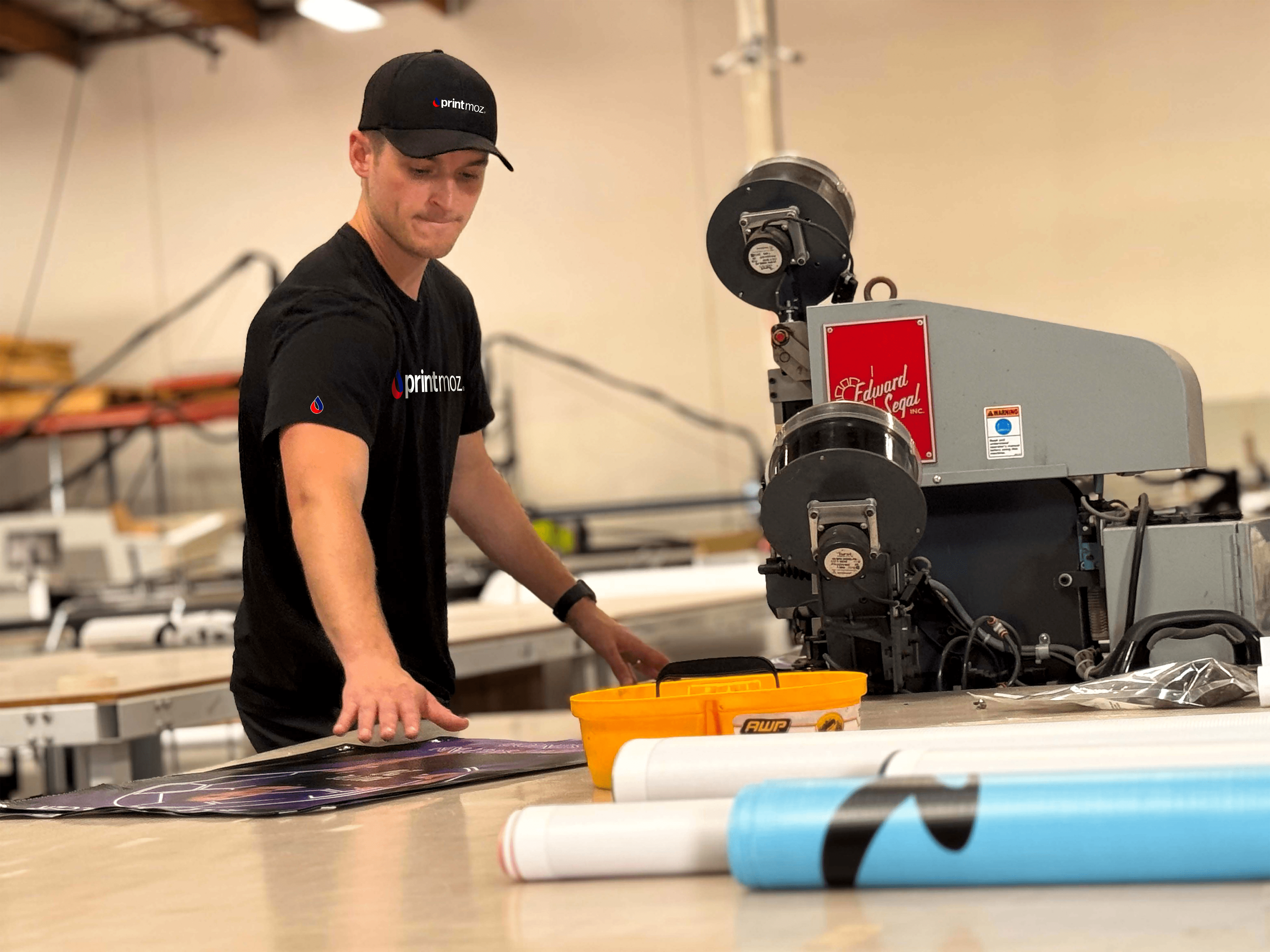 Worker at printing machine