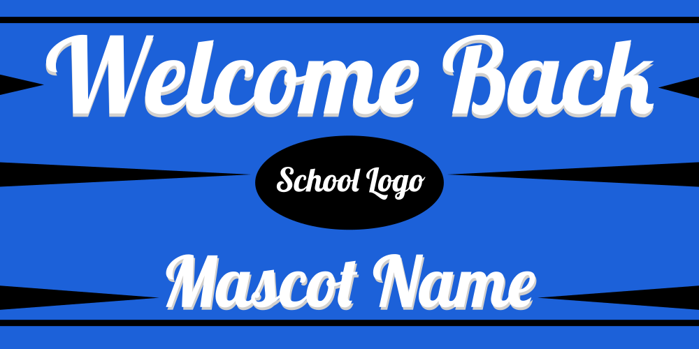 Blue and Black Welcome Back School Vinyl Banner Template
