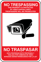 No Trespassing Video Surveillance English and Spanish Sign Template