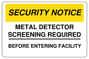 Security Notice Metal Detector Screening Required Sign Template