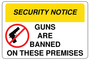 Security Notice Guns are Banned on these Premises Sign Template