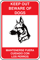 Keep Out Beware of Dogs English and Spanish Sign Template