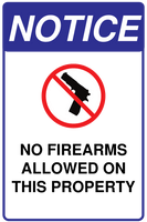 Blue and White No Firearms Allowed on Property Sign Template