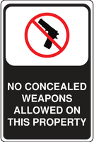 Black and White No Concealed Weapons Allowed on this Property Sign Template