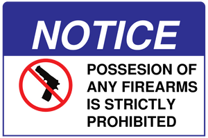 Notice Possession of Any Firearms is Strictly Prohibited Sign Template