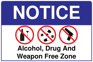 Notice Firearms, Alcohol and Drug Free Zone Sign Template