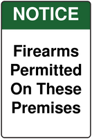 Notice Firearms Permitted on these Premises Sign Template