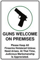 Guns Welcome On Premises Sign Template