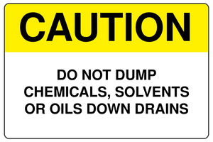 Caution Do Not Dump Chemicals Down Drains Sign Template