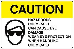 Caution Hazardous Chemicals May Cause Eye Damage Sign Template