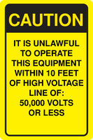 Caution Unlawful To Operate Within 10 Feet of Equipment Sign Template
