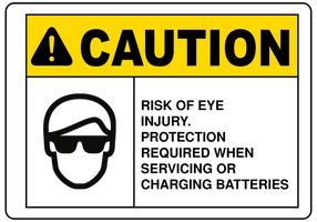 Caution Eye Protection Signs-Risk of Eye Injury When Charging Sign Template