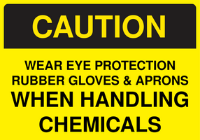 Caution Eye Protection Signs-Wear Eye Protection Rubber Gloves Sign Template