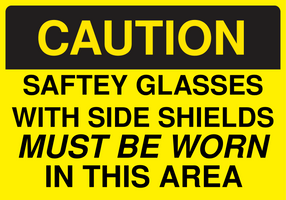 Caution Eye Protection Signs-Safety Glasses With Side Shields Sign Template