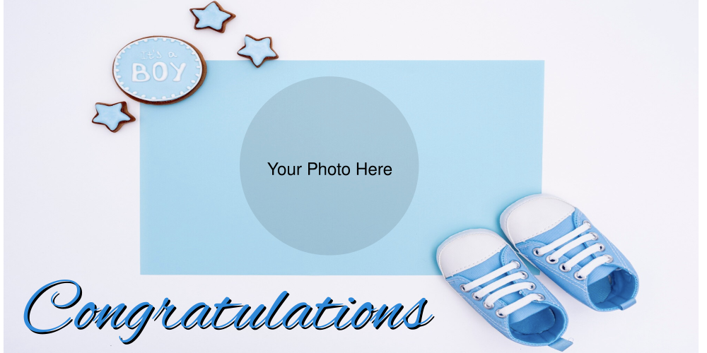 Congratulations Blue Shoes with Photo Baby Shower Vinyl Banner Template