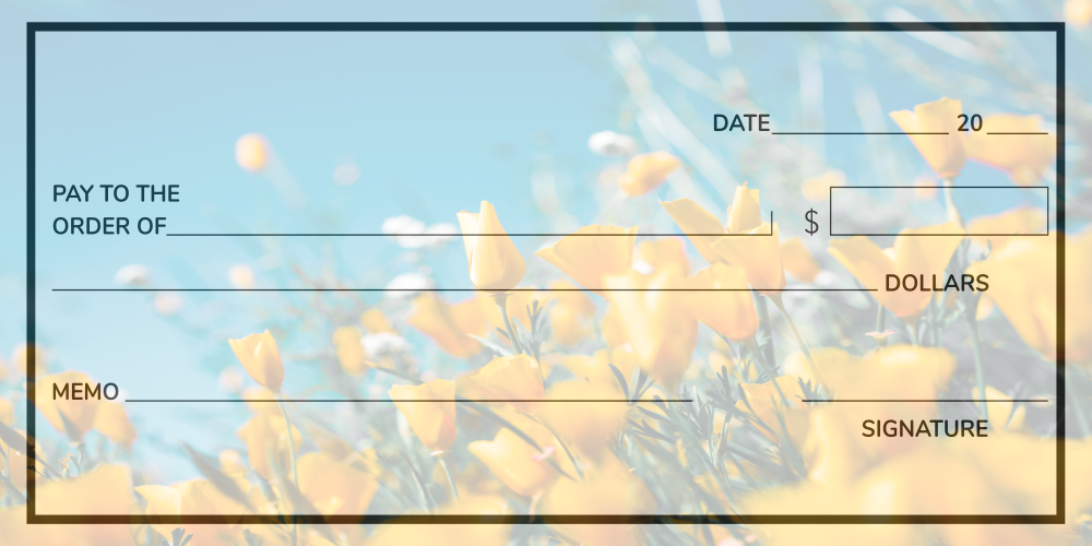 Yellow Flowers Giant Check Template