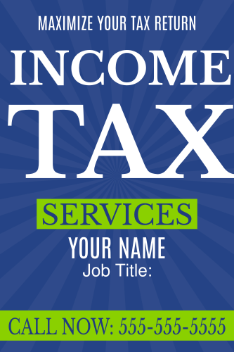 Blue and Green Income Tax Services Sign Template