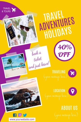 Travel Adventures 40% Off Sign Template
