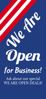 Red White and Blue We are Open Retractable Banner Template
