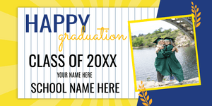 School Paper Happy Graduation Personalized Vinyl Banner Template