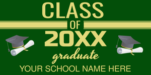 Green and Yellow Class of 20XX Graduation Vinyl Banner Template