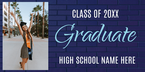 Blue Brick Graduate Class of 20XX with Photo Vinyl Banner Template