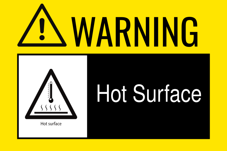 Warning Hot Surface Label