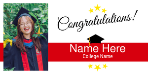 Red and White Congratulations Grad with Photo Vinyl Banner Template