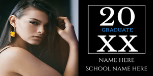 Black, White and Blue Graduate 20XX with Photo Vinyl Banner Template