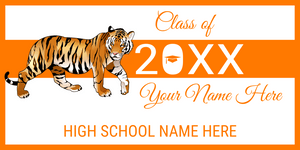 Orange Tiger Grad Class of 20XX Custom Name Vinyl Banner Template