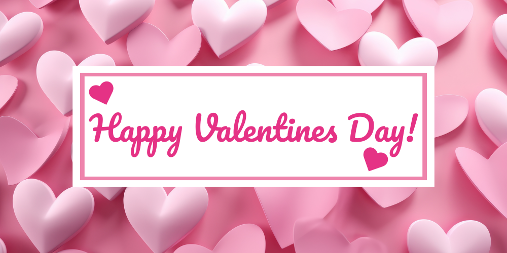 Valentines with Big Pink Hearts Vinyl Banner Template