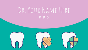 Teal and Purple Customizable Dental Business Card