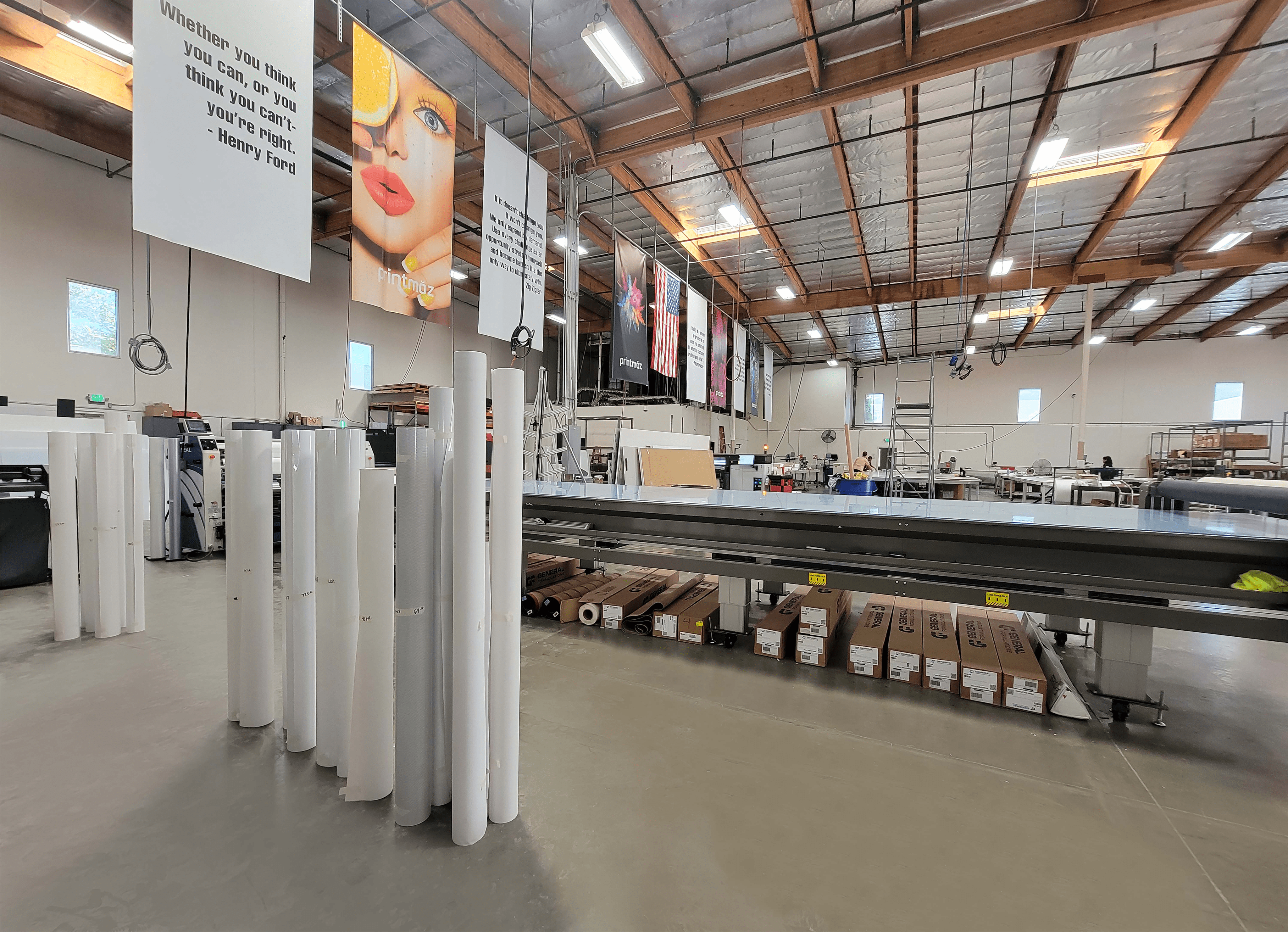 Inside a large printing facility