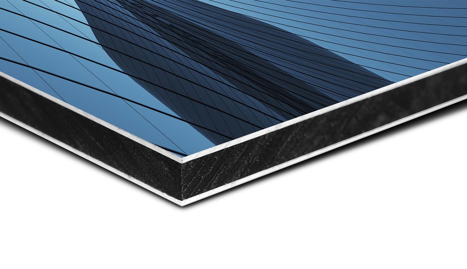 corner edge of dibond material zoomed