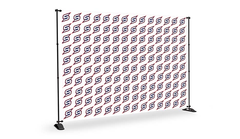 white volleyball team step and repeat banner on white background